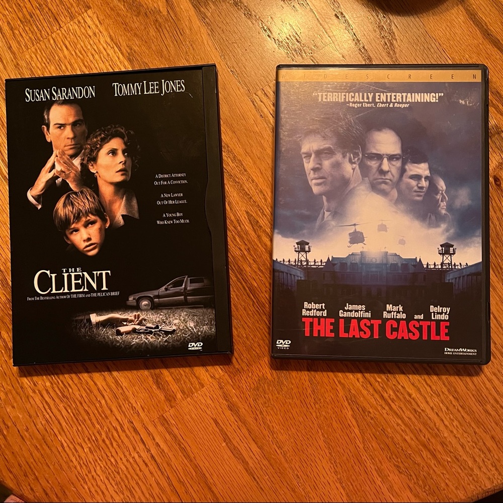 EUC Set of 2 Thriller Action Collection Movie DVDs (The Client/The Last Castle)